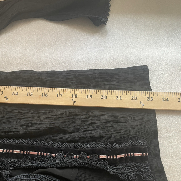 Vintage Y2K Express Shirt Junior 7/8 Black Silk Babydoll Ribbon‎ Lace Whimsigoth - Picture 11 of 11